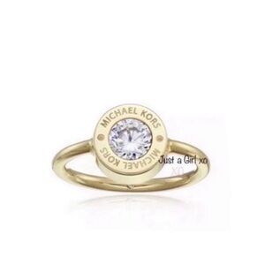 $89 Michael Kors Gold-Tone Solitaire Logo Crystal Ring